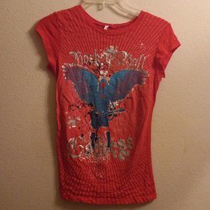 Woman's shirt, by Max size Medium , Red with Rock and roll goddess ,